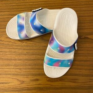 Crocs Classic Solarized Unisex Slide Sandals Tie-die two strap size 5 or 7